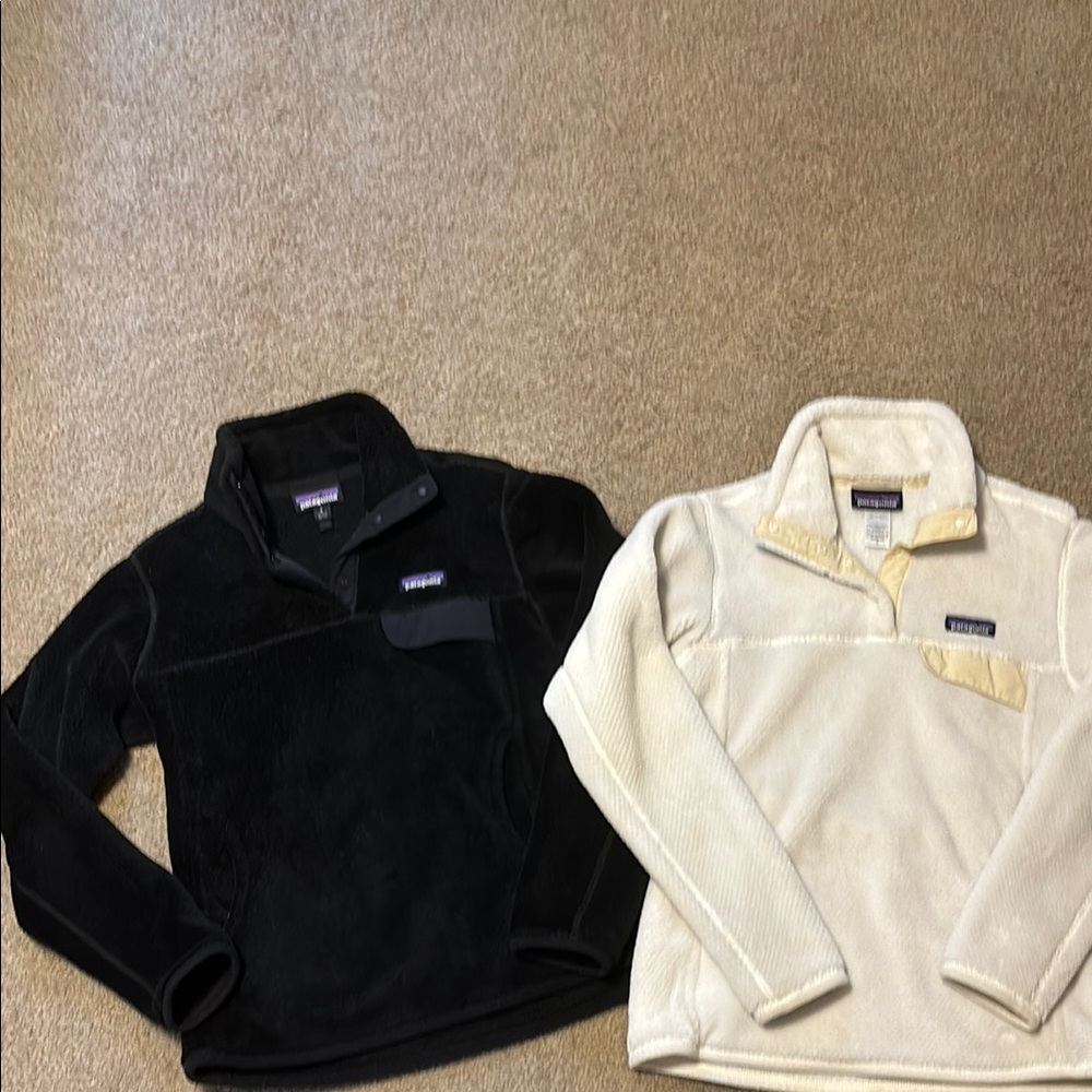 Patagonia Black and Cream Fleece Jackets
